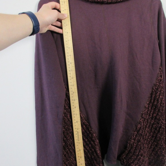 Prana Demure Cardigan Women M Purple LS Open Front Draped Knit Trim Boho 494 - Picture 11 of 13